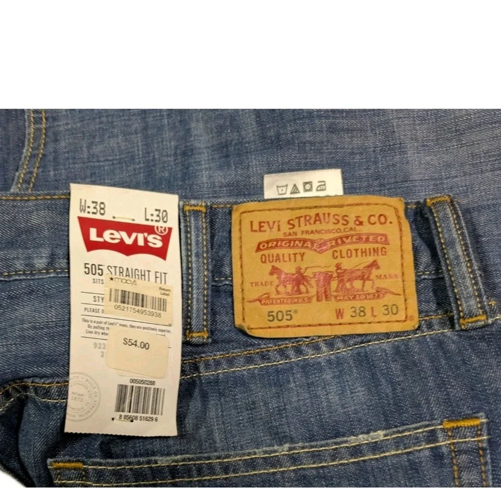 Levis 505 Flex Stretch Regular Fit Jeans Straight Leg Medium Wash 38x30 New